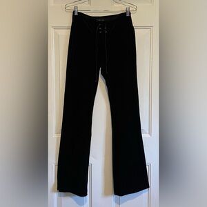 My Michelle Size Medium Mid-Rise Y2K Velour Stretch Wide Leg Black Pant Lace NWT